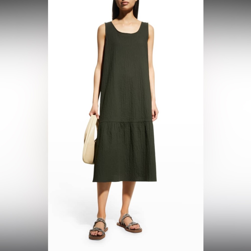 Eileen Fisher Organic Cotton Pucker Tiered Dress
